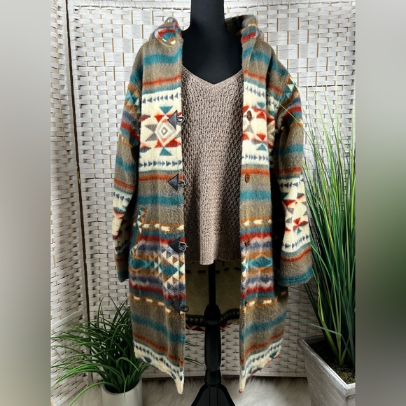 EXCELLENT- Southwestern Women’s Hooded Wool Coat- Hand made in Ecuador- Medium - Picture 5 of 14